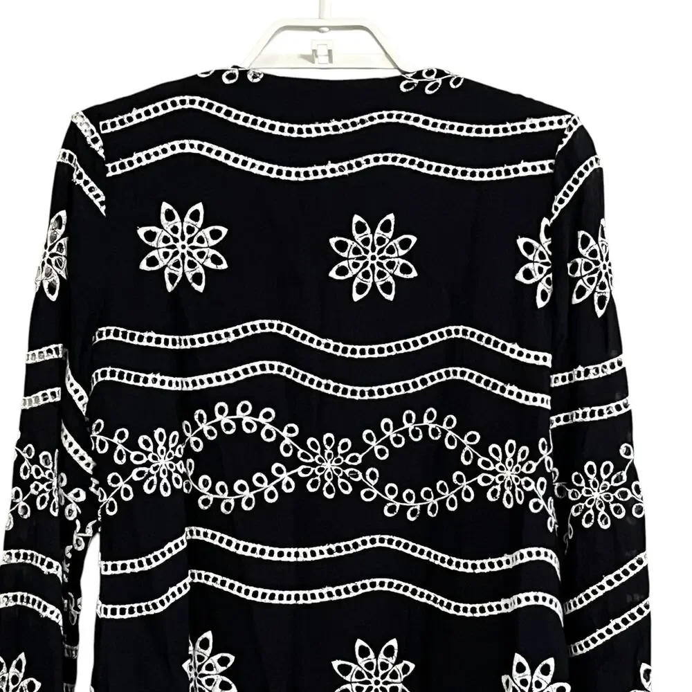 Boston Proper Beaded Eyelet Boho Long Sleeve Blouse - Picture 6 of 9